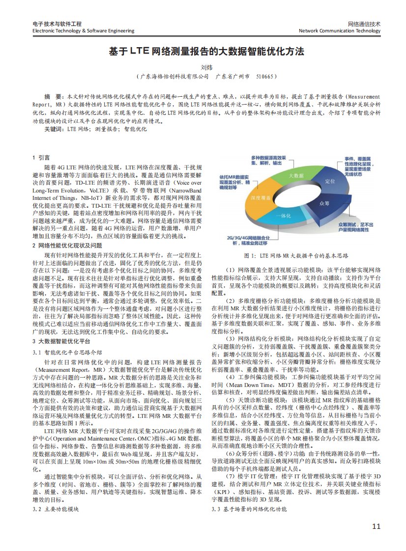 基于LTE网络测量报告的大数据智能优化方法