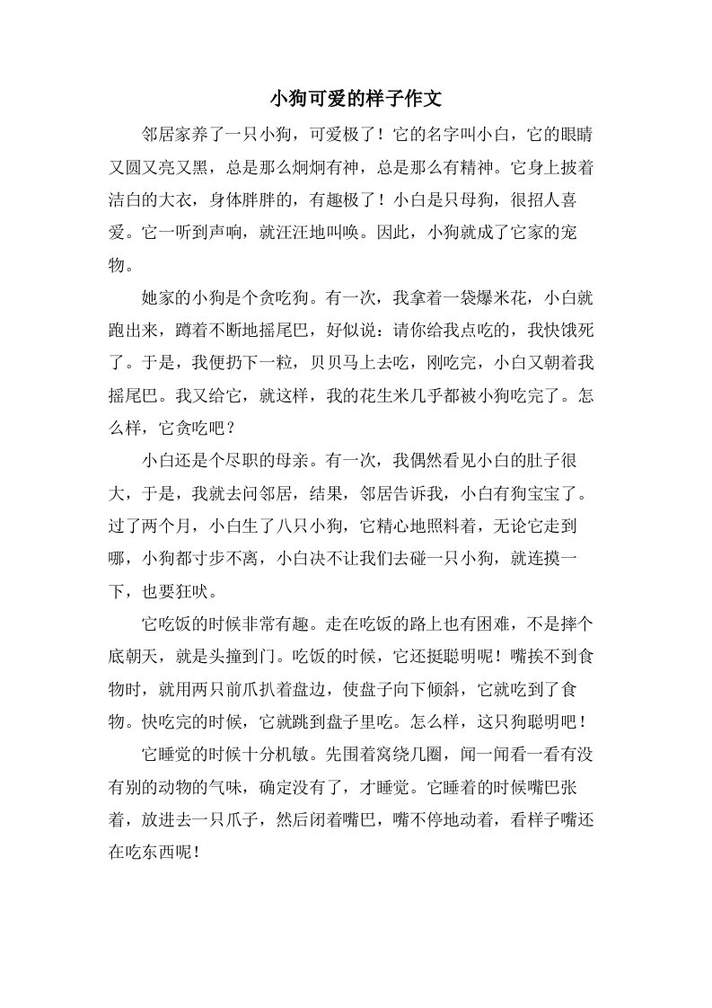 小狗可爱的样子作文