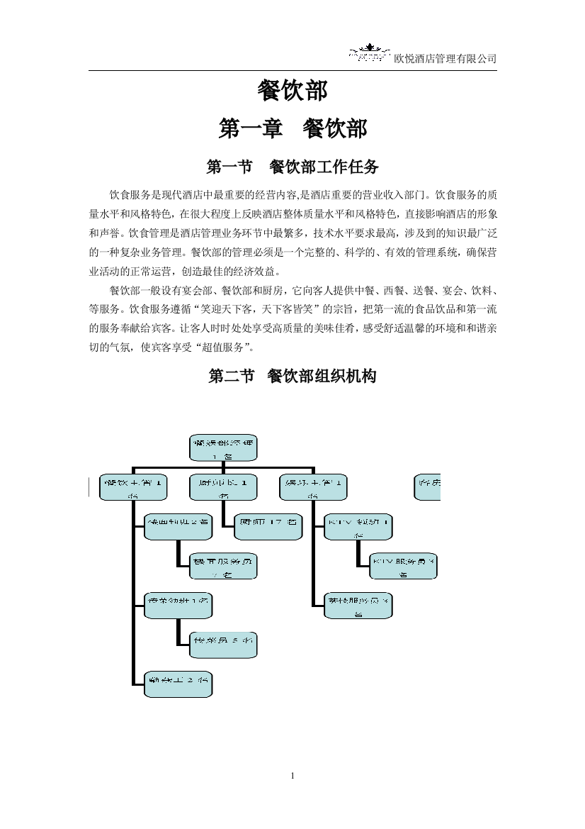 毕业设计-酒店餐饮部岗位职责及操作流程