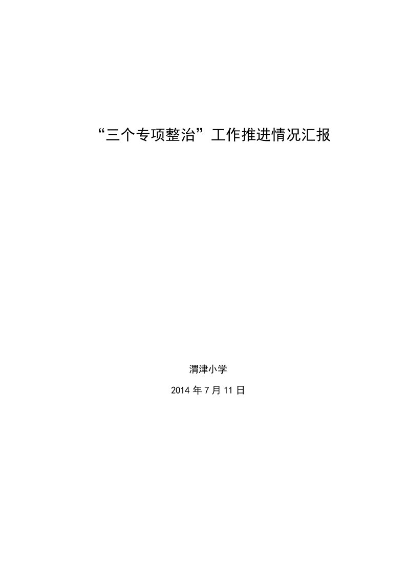 渭津小学“三个专项整治”工作推进情况汇报材料