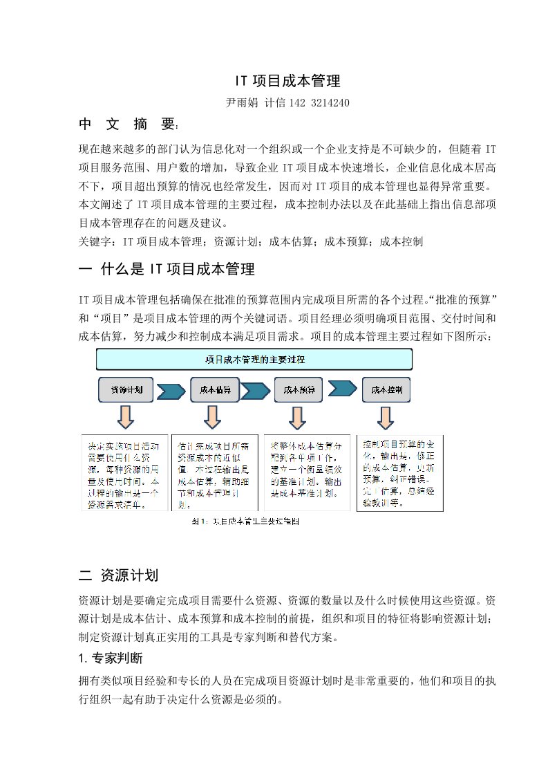 IT项目成本管理