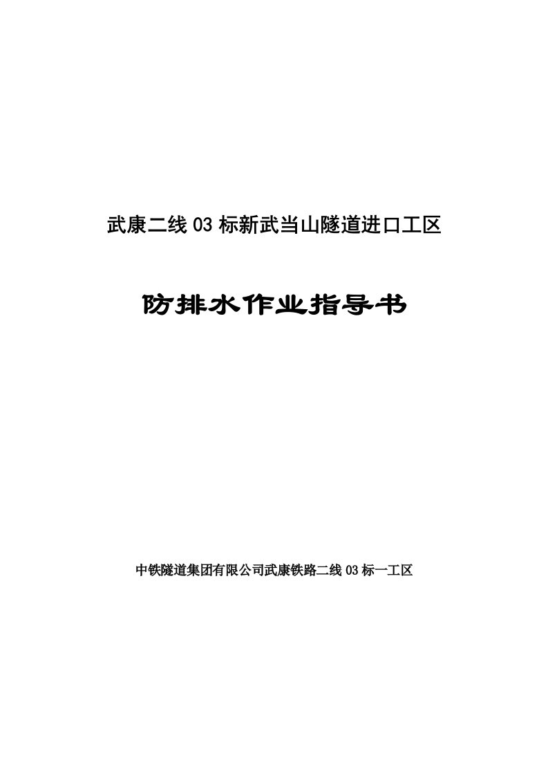 武康二线03标新武当山隧道进口工区防排水指导书