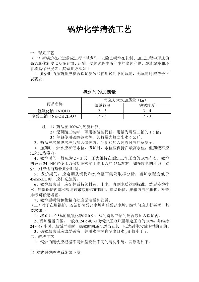 锅炉化学清洗工艺