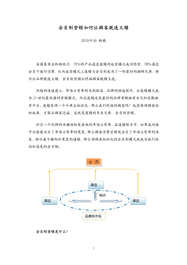 会员制营销如何让顾客既连又锁