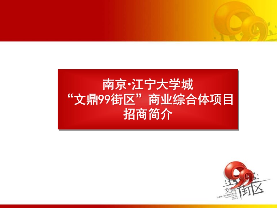 南京江宁大学城文鼎99街区商业综合体项目招商简介