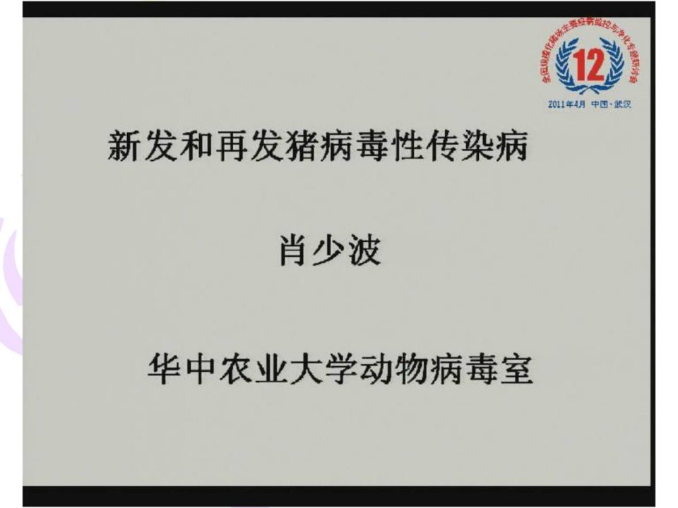 新发和再发猪病毒性沾染病（肖少波）畜牧兽医农林牧渔专业资料ppt课件