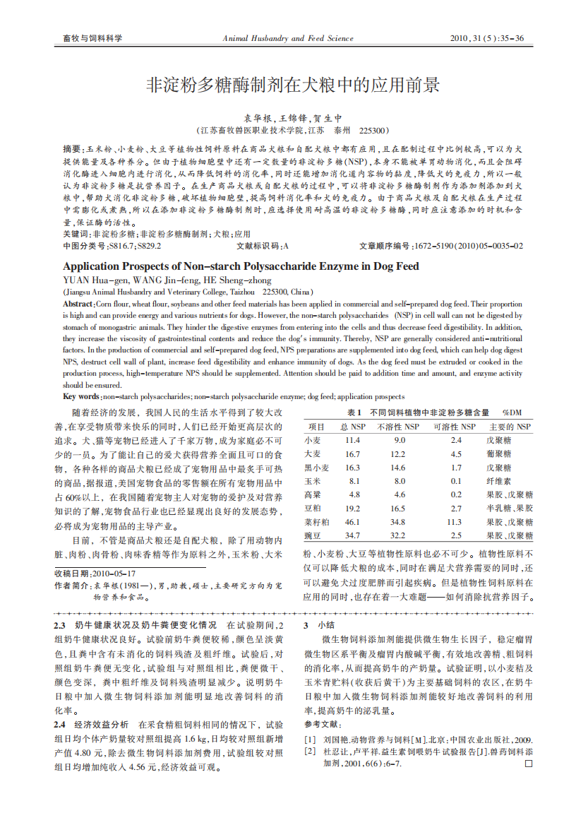 非淀粉多糖酶制剂在犬粮中的应用前景