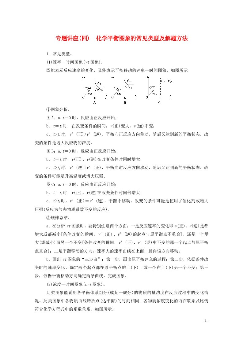 2020高中化学专题讲座四化学平衡图象的常见类型及解题方法练习含解析鲁科版选修4