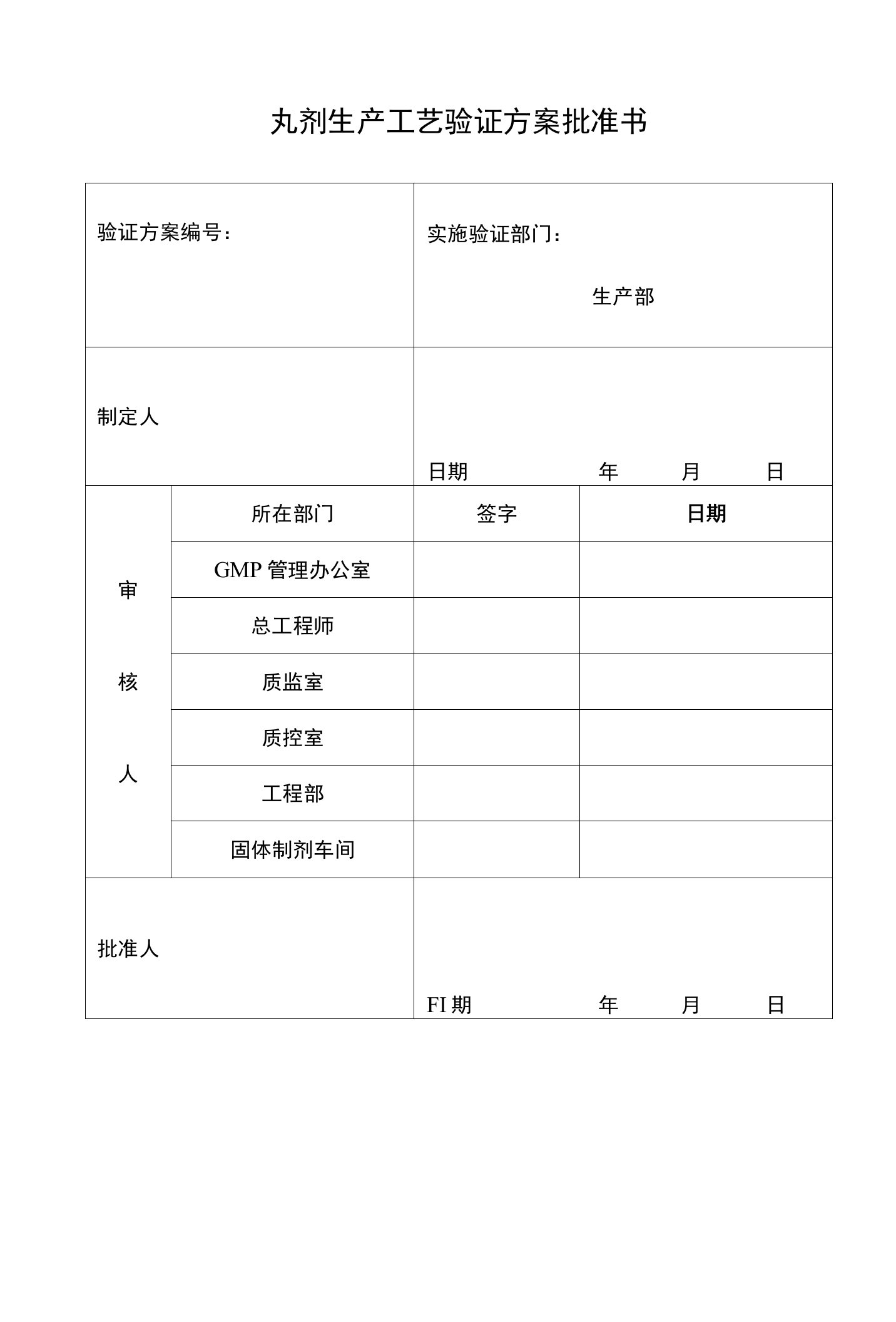 丸剂生产工艺验证方案