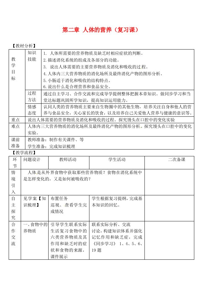 七年级生物下册