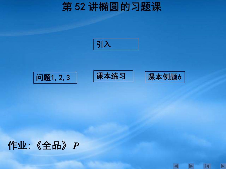 高三数学单元课时设计复习课件第52讲椭圆(下)习题课