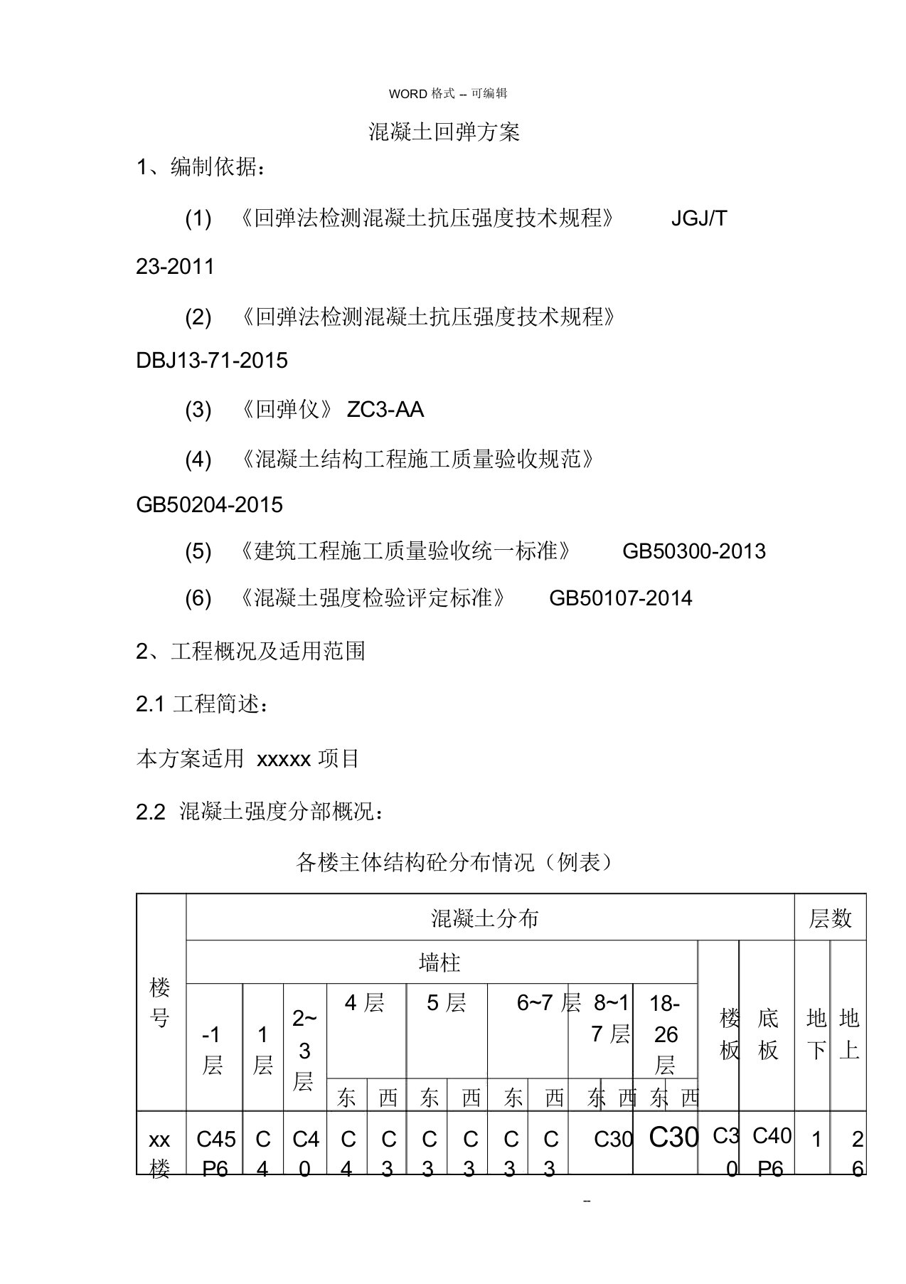 混凝土强度回弹检测方案