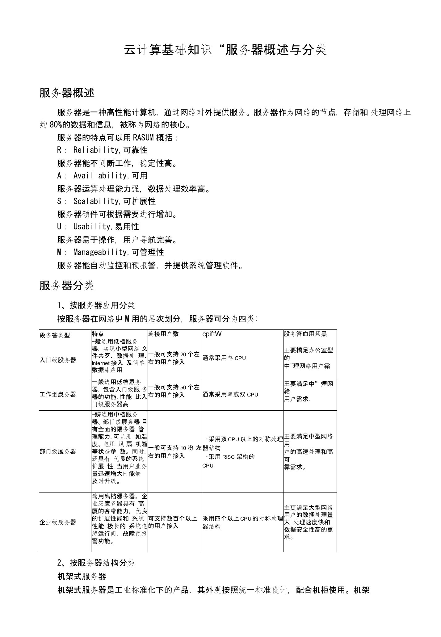 云计算基础知识--服务器概述与分类