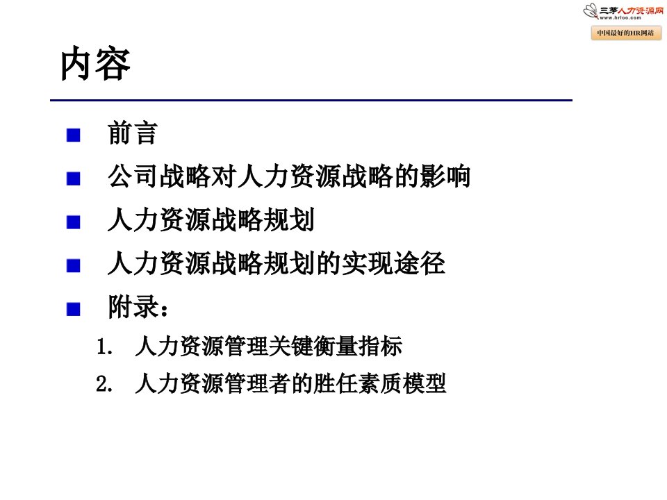 海氏人力资源战略规划报告ppt课件