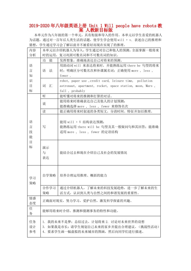 2019-2020年八年级英语上册