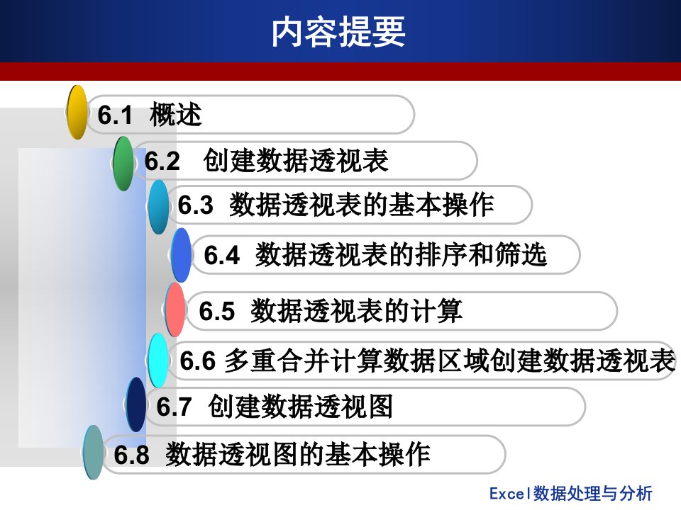 Excel数据处理与分析第6章数据透视表和透视图课件