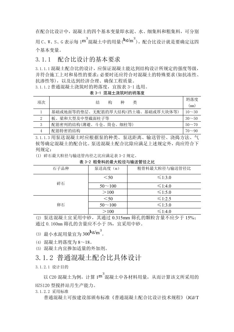 C20混凝土配合比设计