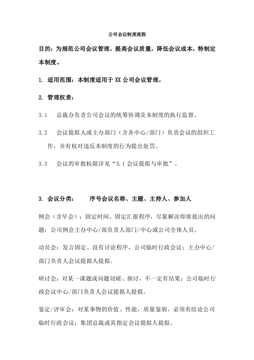 公司会议制度流程