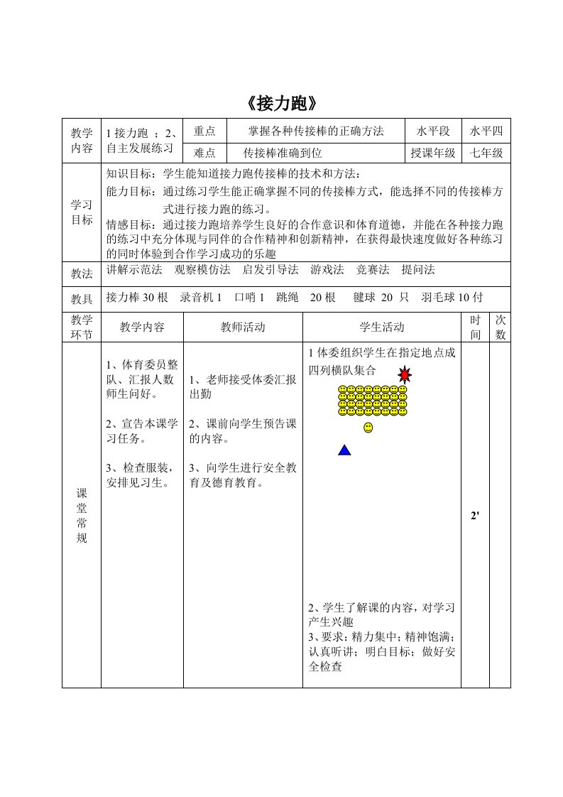 《趣味接力跑》教案