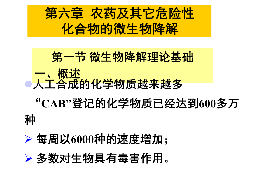 农药及其它危险性化合物的微生物降解