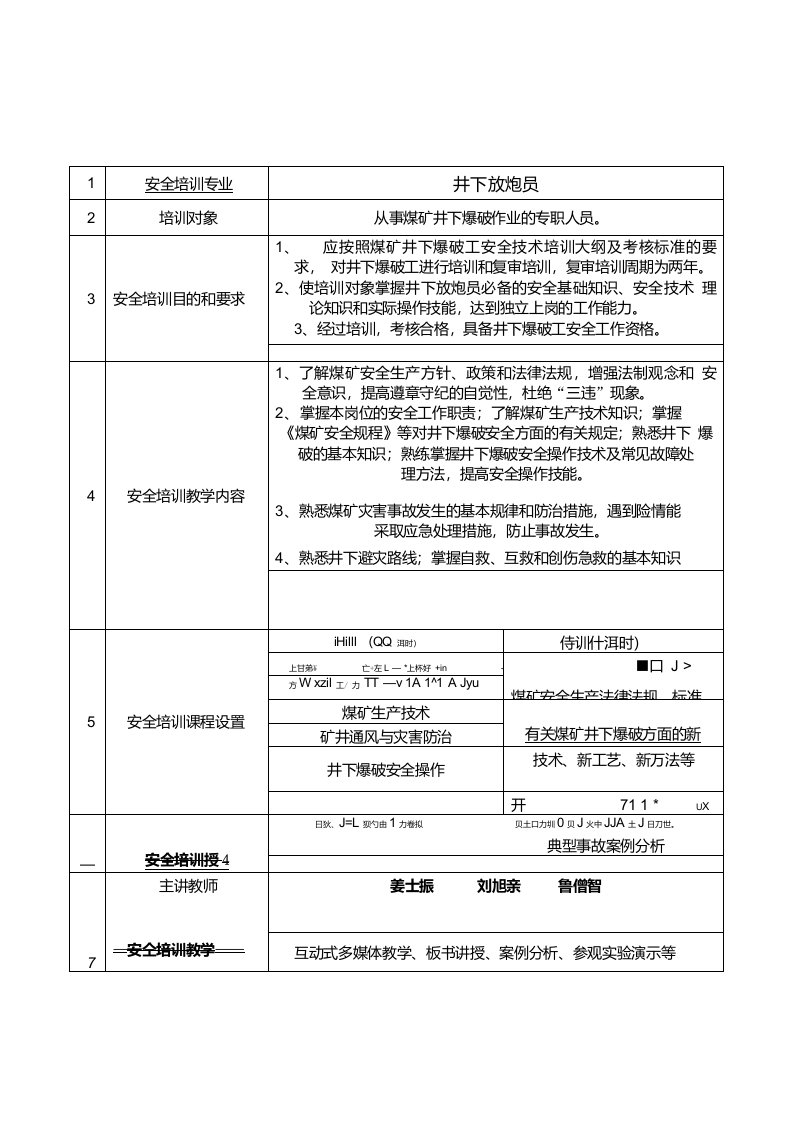 煤矿特种作业人员安全培训方案