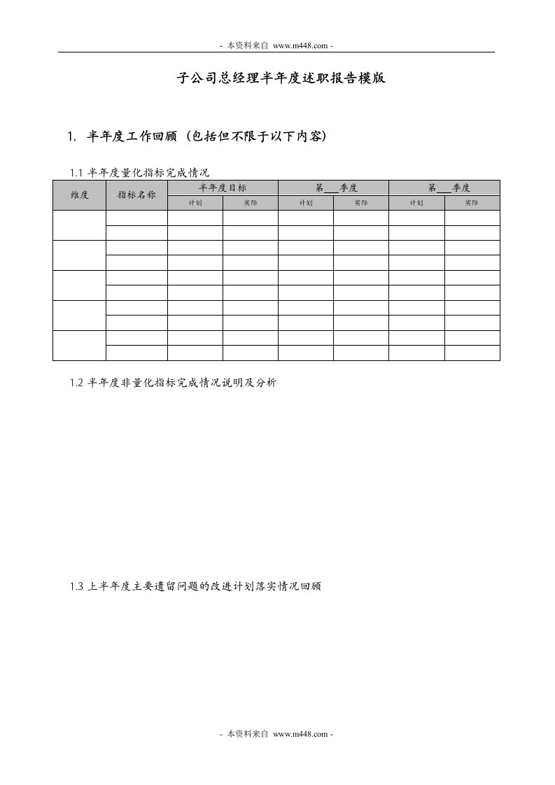 《华鼎锦纶长丝公司总经理、副总裁、部门经理述职报告模版》(3个文件)-其他行业报告