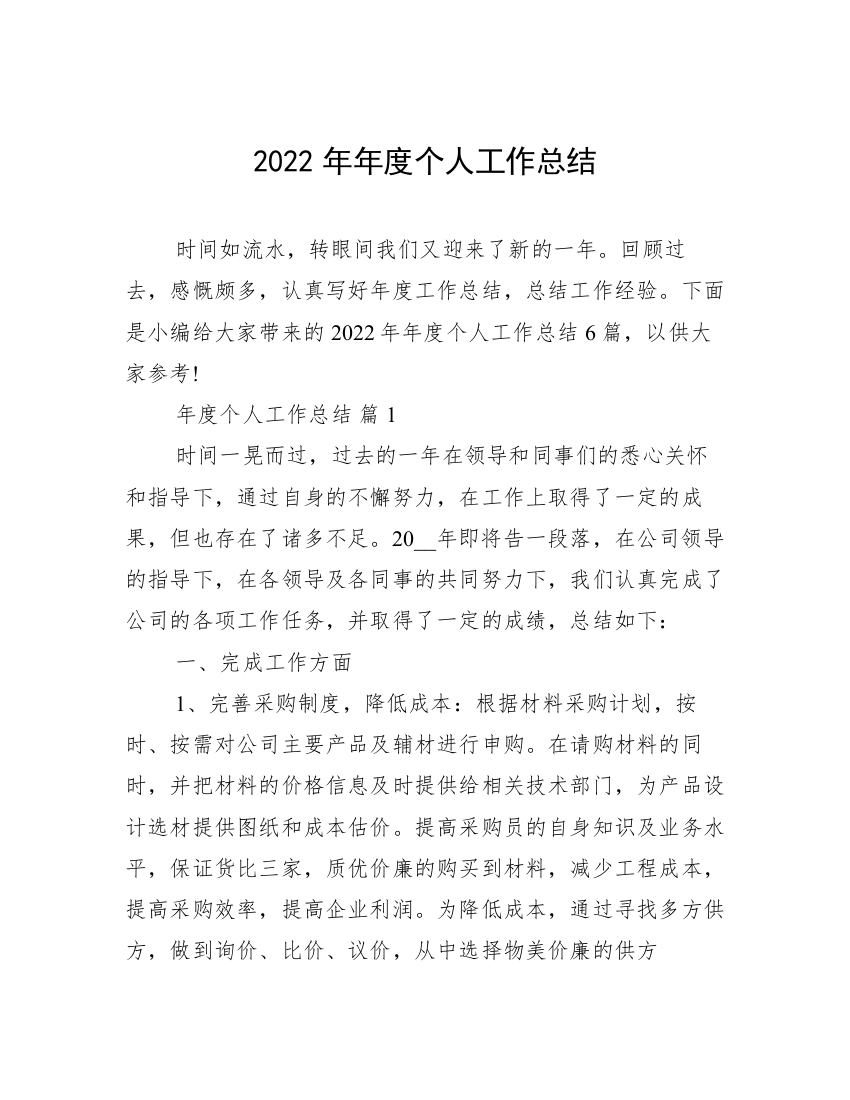 2022年年度个人工作总结