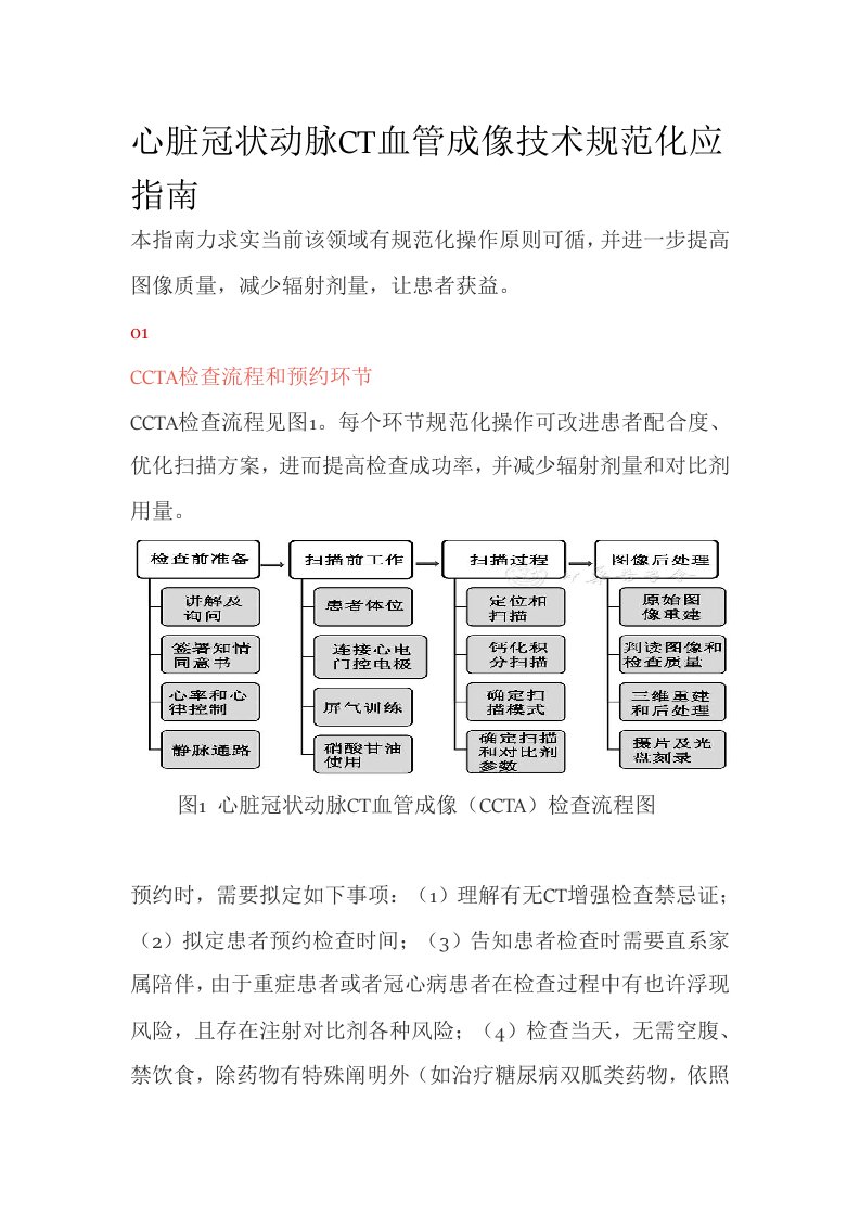 心脏冠状动脉CT血管成像技术规范