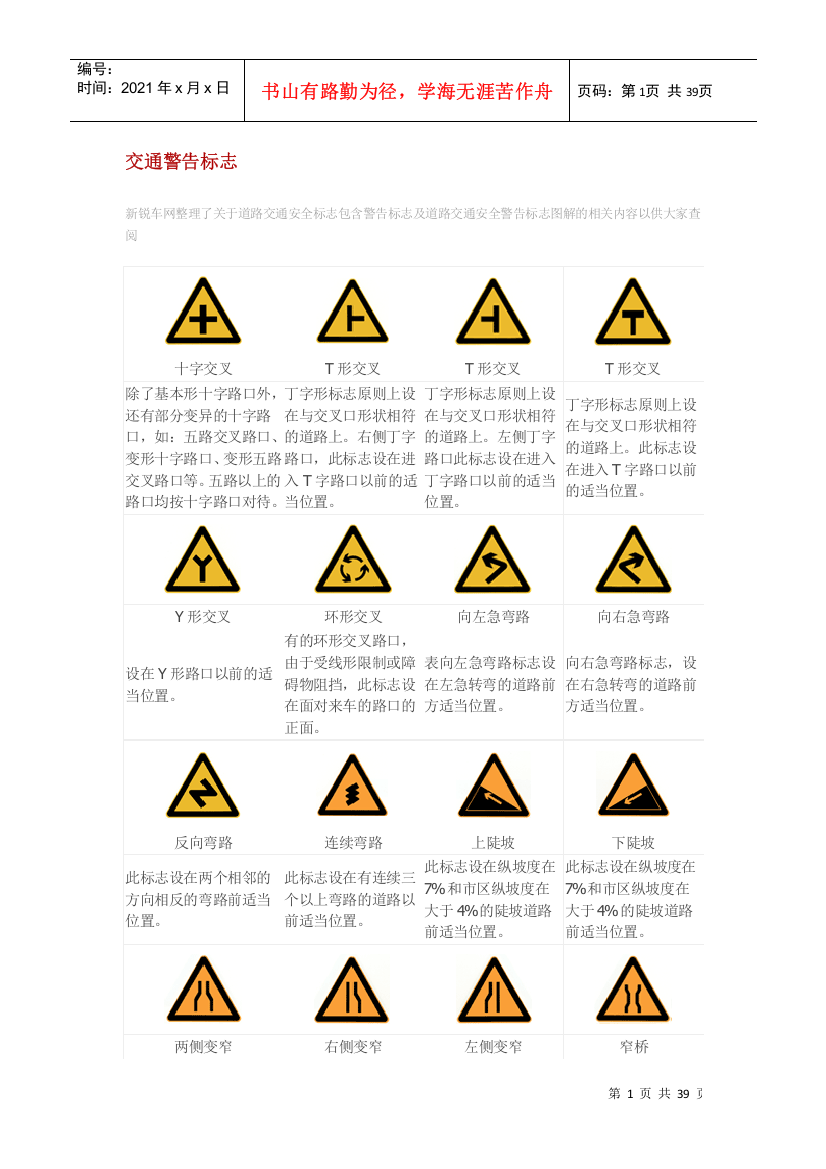 080619交通警告标志