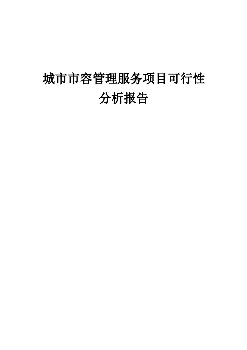 城市市容管理服务项目可行性分析报告