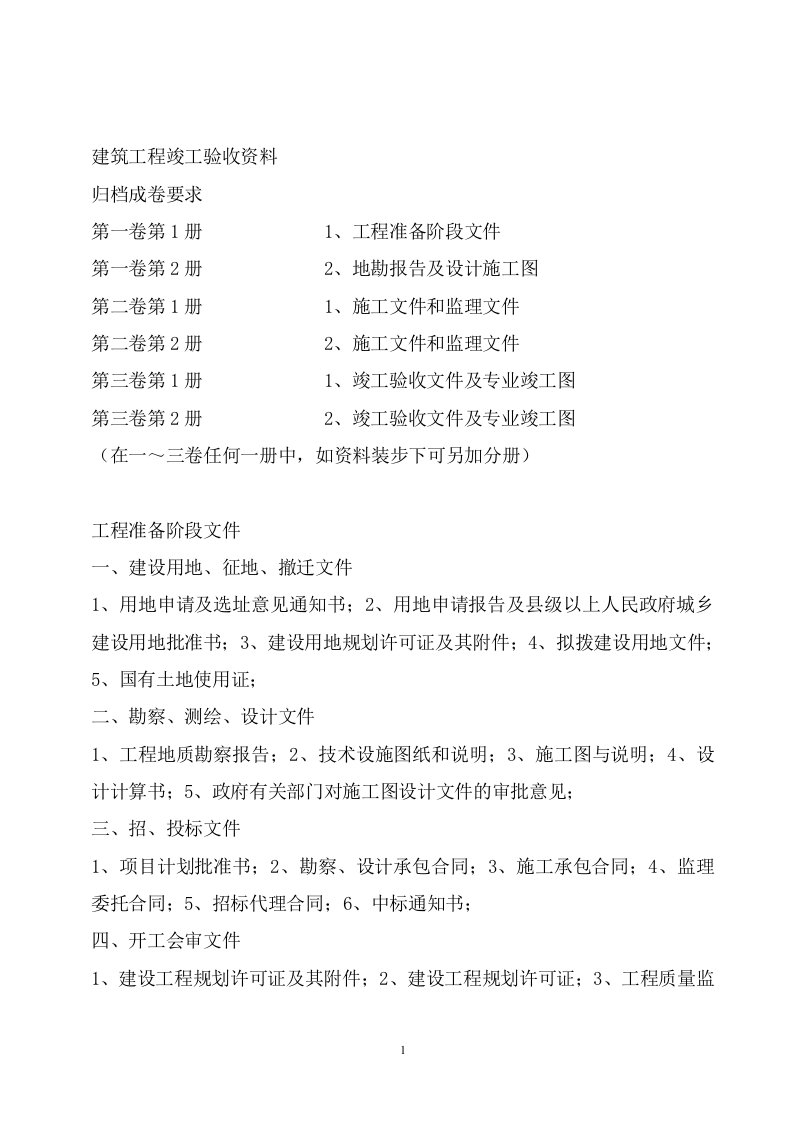 贵州省建筑工程质量监督总站-建筑工程竣工验收资料归档装订目录