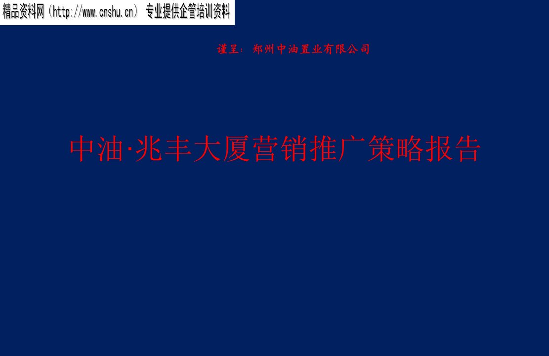 中油兆丰大厦营销推广策略报告