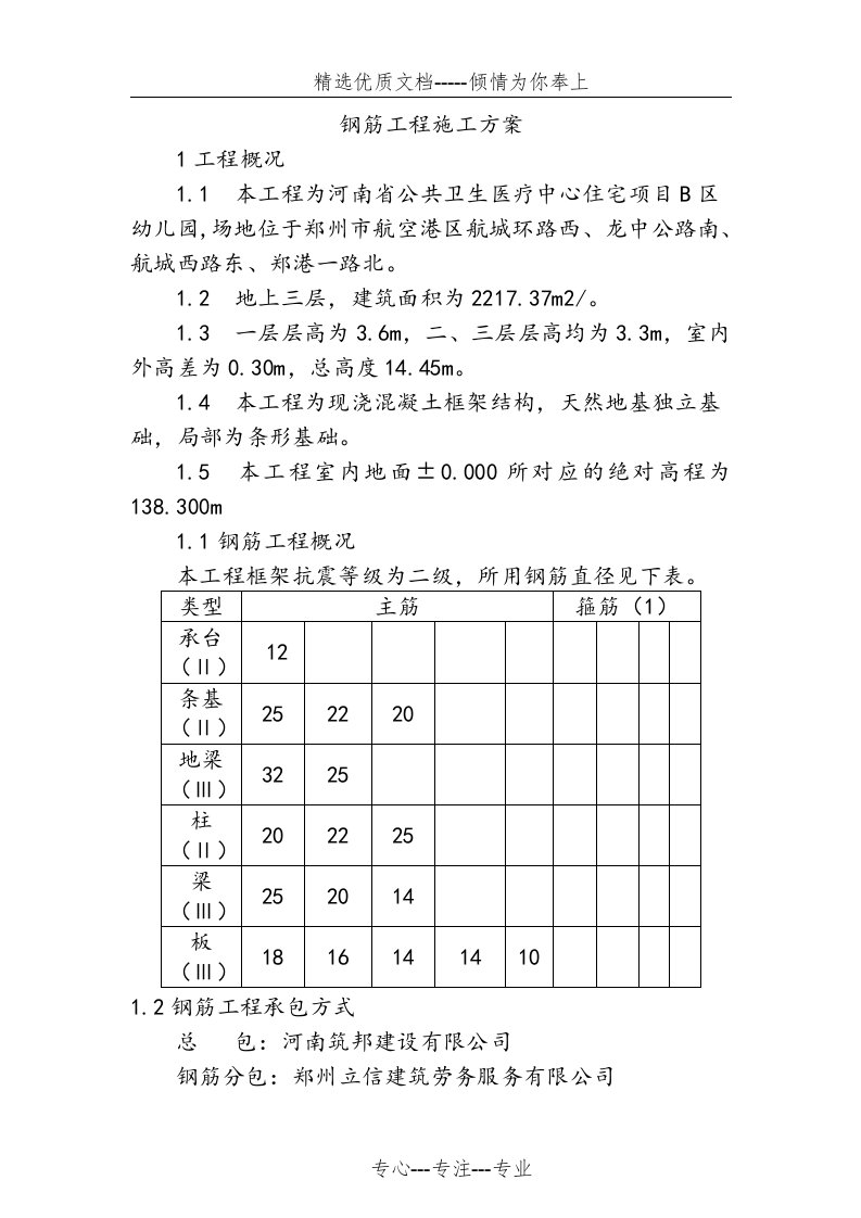 钢筋工程施工方案范本(共26页)