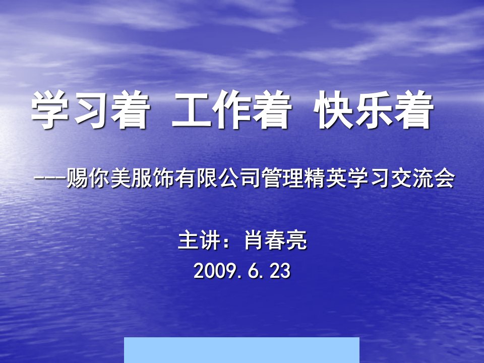 你美服饰有限公司管理精英学习交流资料--肖亮亮