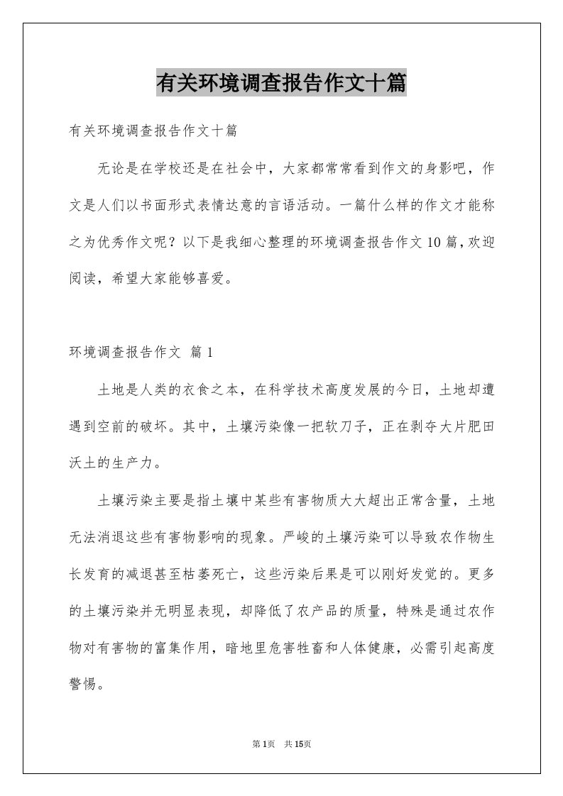 有关环境调查报告作文十篇