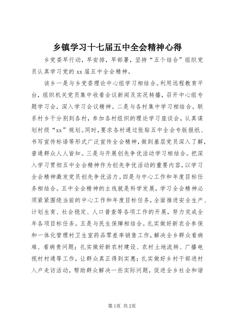 6乡镇学习十七届五中全会精神心得