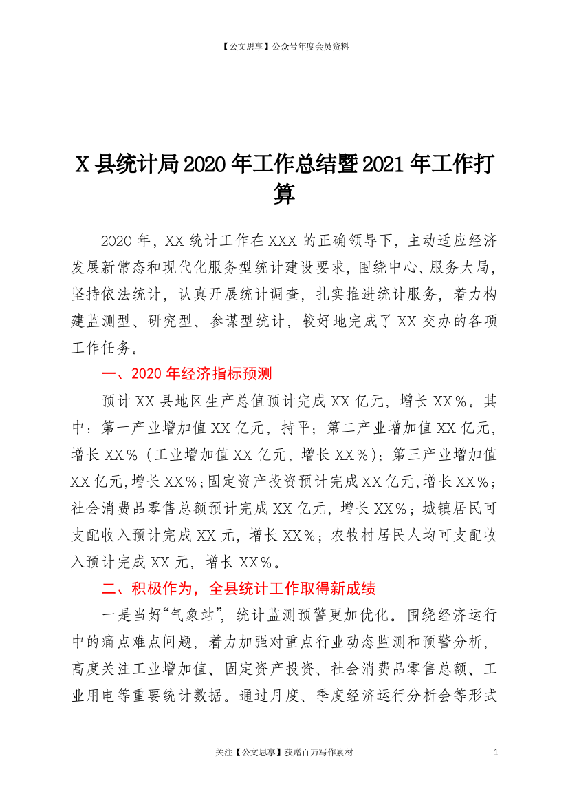 20161【X县统计局2020年工作总结暨2021年工作打算