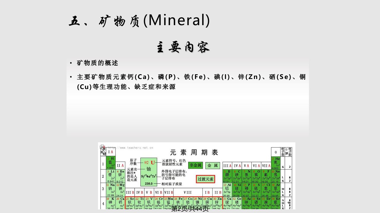 营养学基础矿物质学时