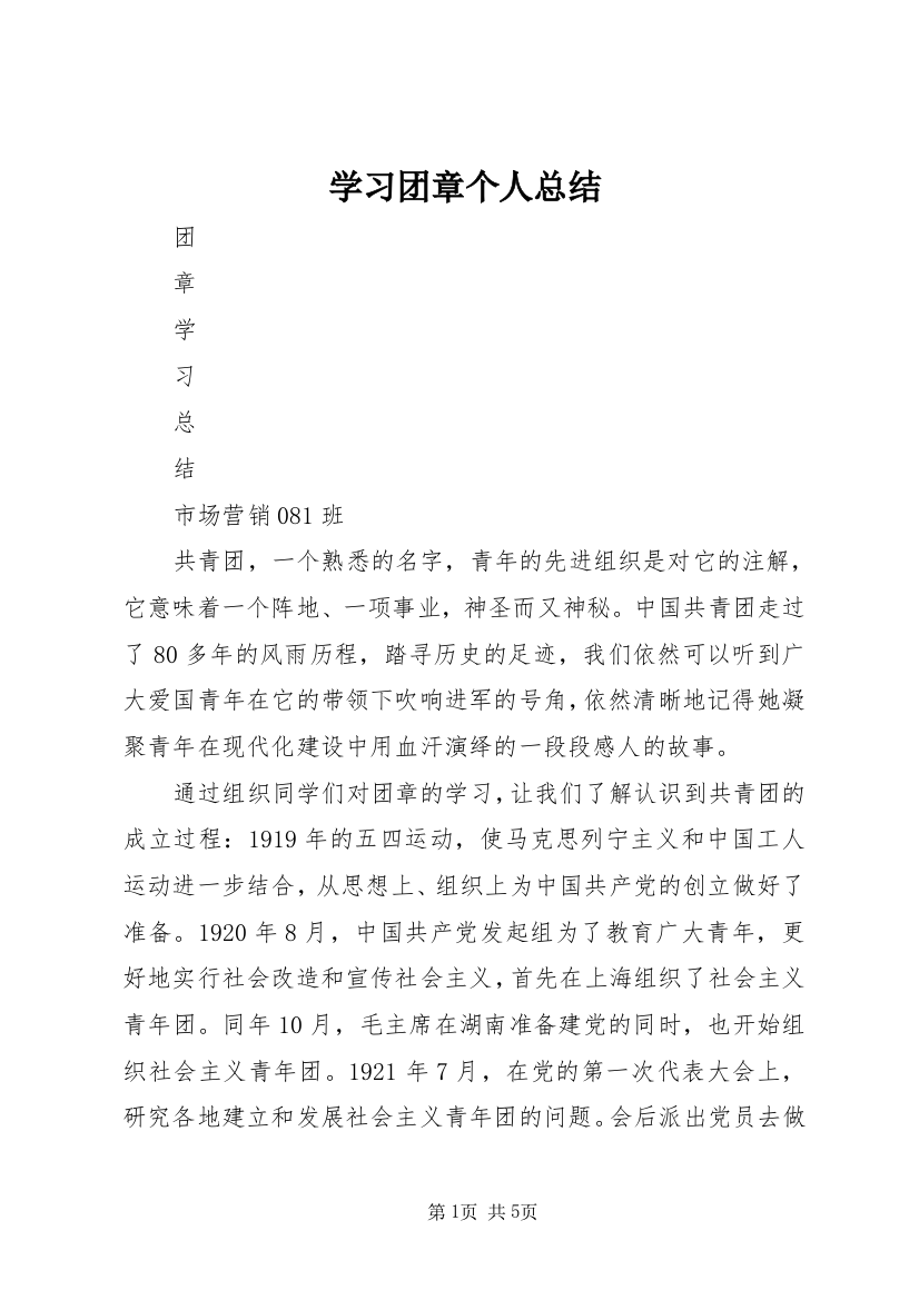 学习团章个人总结