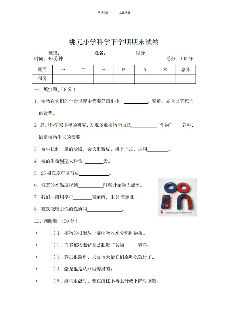 2023年教科版小学科学三年级下册期末考试试卷(最新版)及超详细解析答案