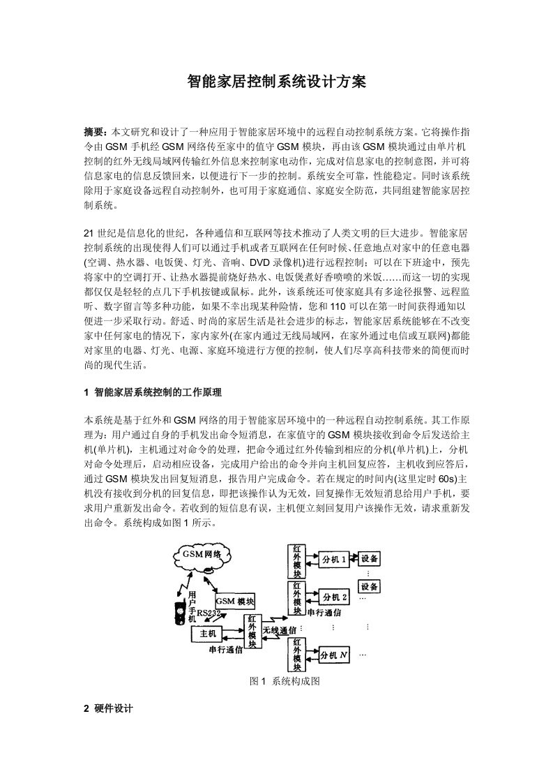 智能家居控制系统设计方案