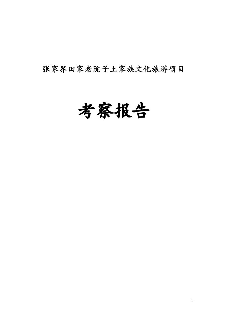 张家界田家老院子土家族文化旅游项目考察报告