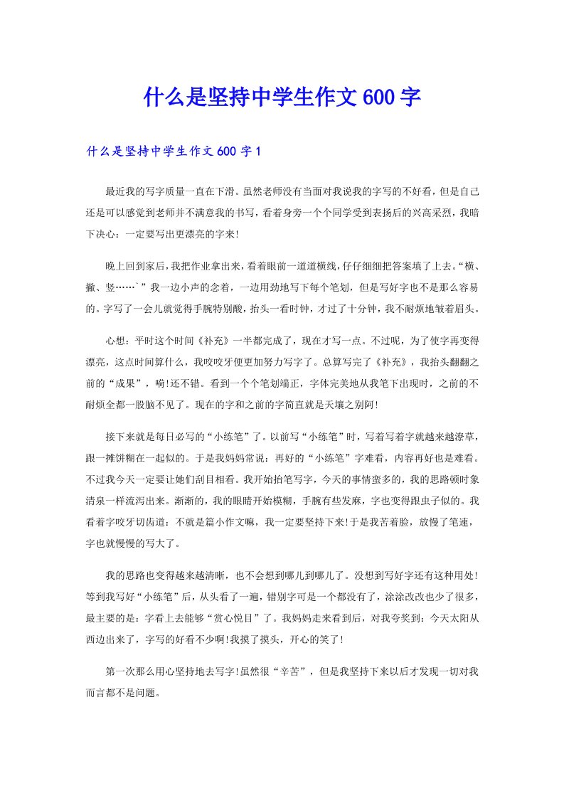 什么是坚持中学生作文600字