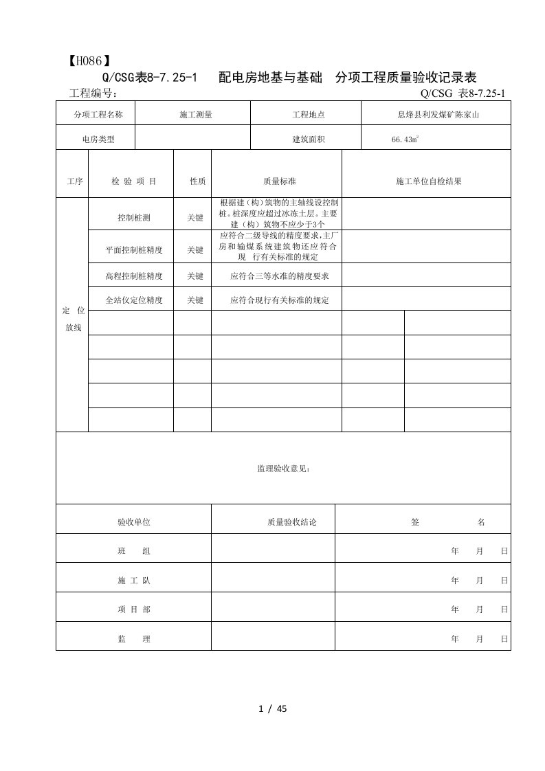 10kV开关站评级表格