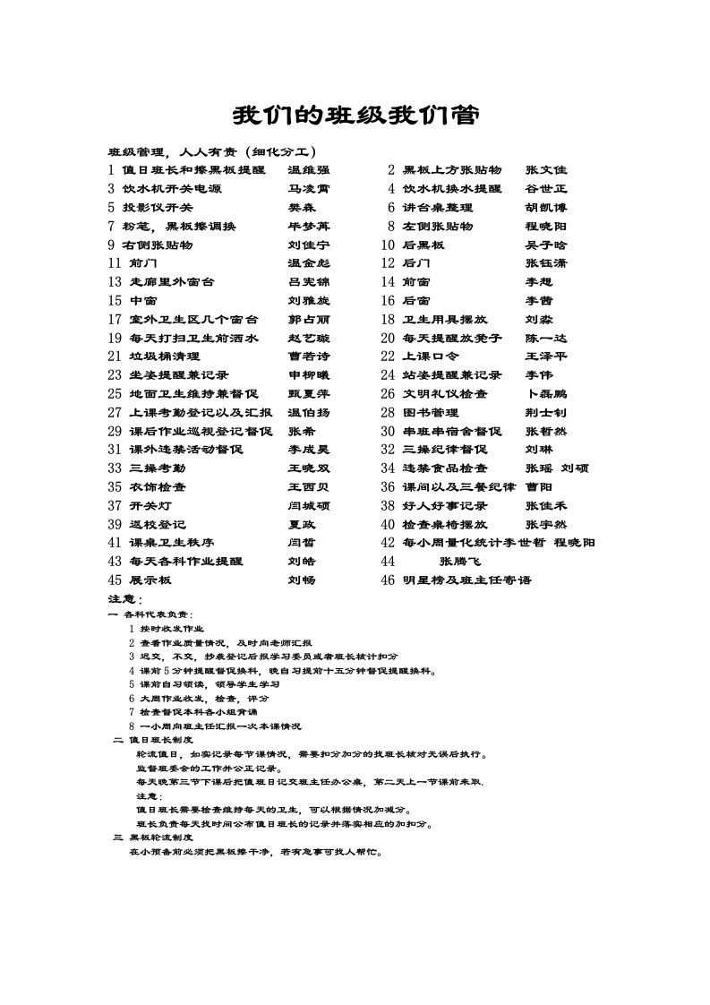 班级管理人人有事做细则