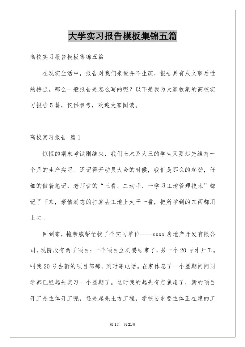 大学实习报告模板集锦五篇