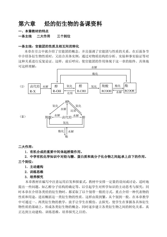 烃的衍生物的备课资料