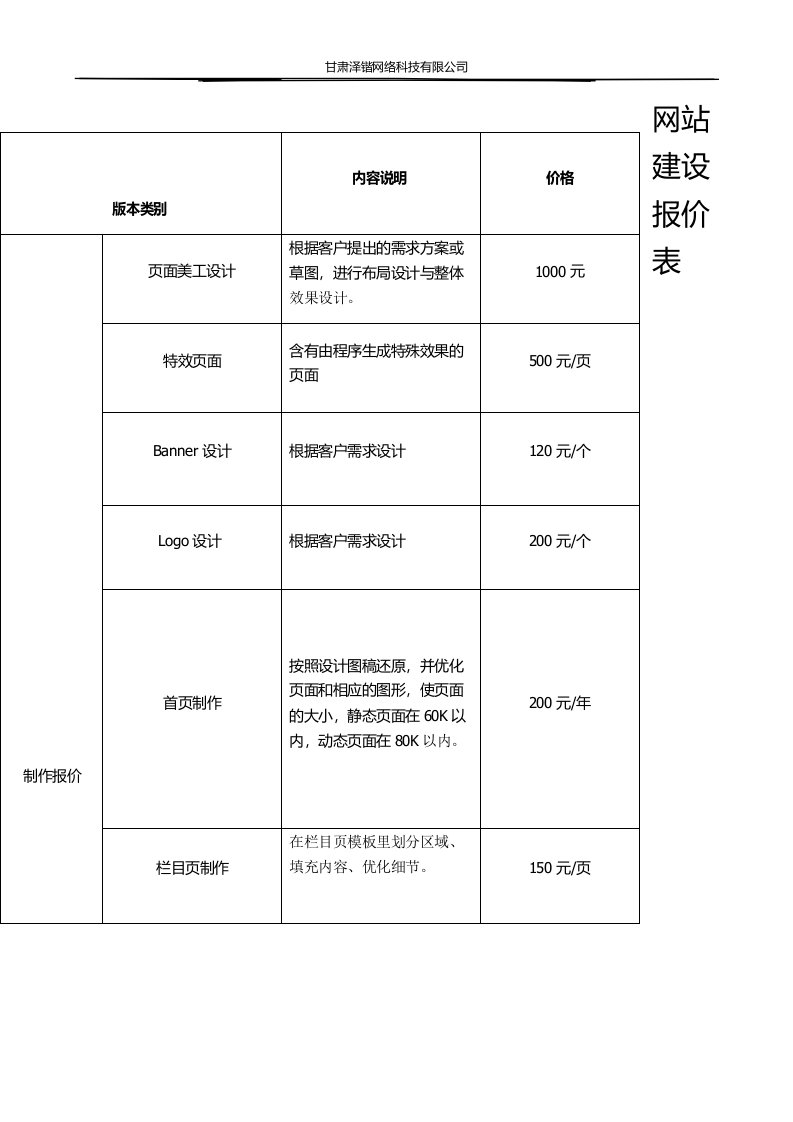 APP报价单