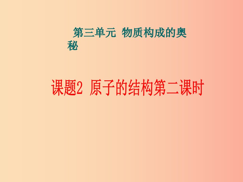 安徽省九年级化学上册第三单元物质构成的奥秘3.2原子的结构第2课时课件