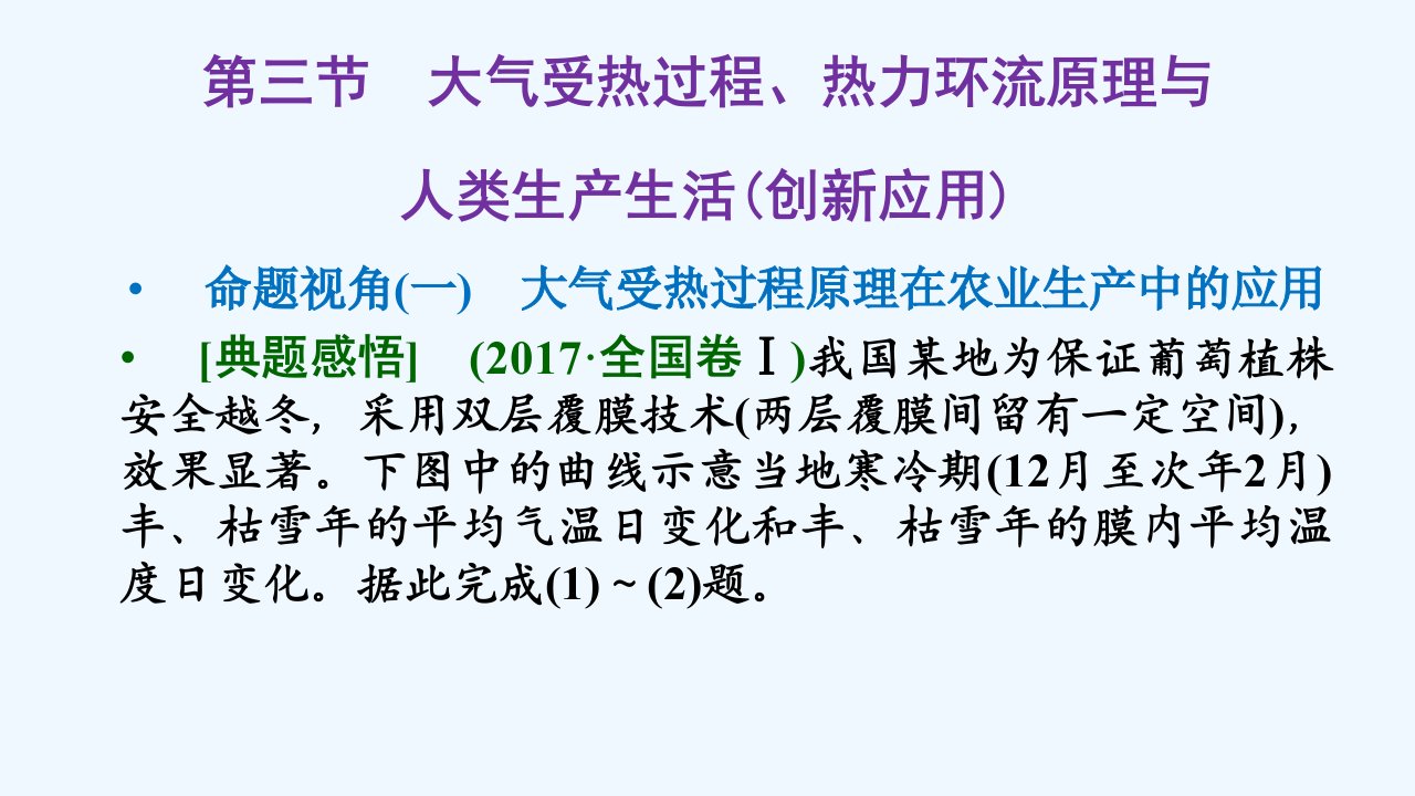 2024届高考地理一轮总复习第一编第三章地球上的大气第三节大气受热过程热力环流原理与人类生产生活创新应用课件